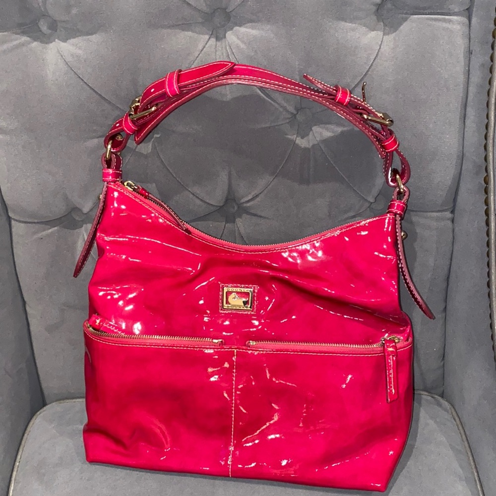 Dooney & Bourke magenta patent leather hobo